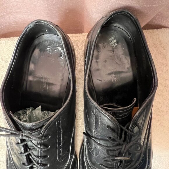 Johnson & Murphy Men Black Leather Oxford Wingtip Dress Shoes Size 10 D USA Made - Picture 14 of 16